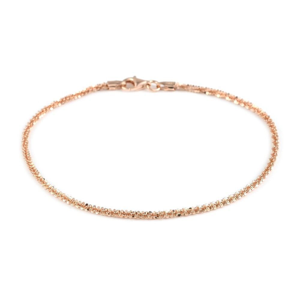 Italian Diamond Cut Sparkle Bracelet in 14K Rose Gold Over Sterling Silver